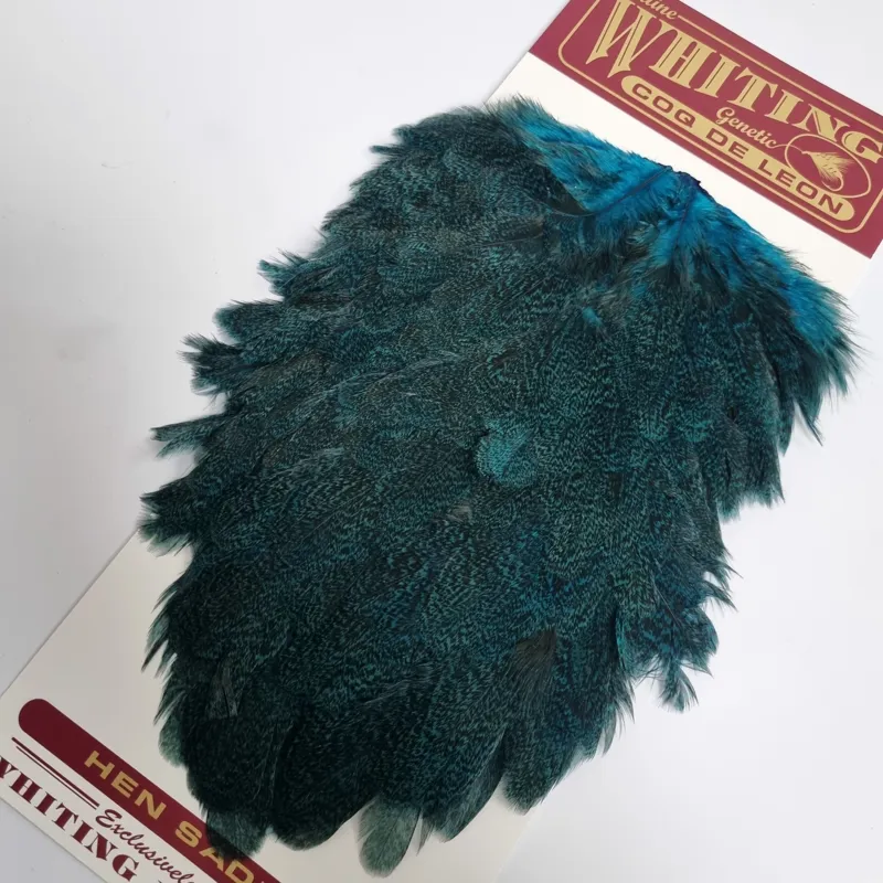 Whiting Coq de Leon Hen Saddle in Speckled Kingfisher Blue-1